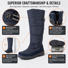 OEM Waterproof Anti-Slip Warm High Elegant Women Snow Boots Wedge Out-sole Fashion Quilted Women Winter Boots With Side Zip