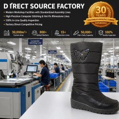 Women Snow Boots Rhinestone Butterfly Winter Warm Mid Calf Shoes Waterproof Puffer Wedge Booties for Ladies