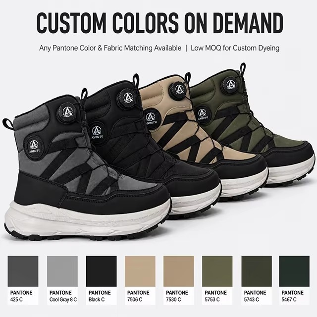 ANBUTU Custom Warm Waterproof Ankle Snow Boots Fashion Soft Printed Design Anti-Slip Winter Boots for Men