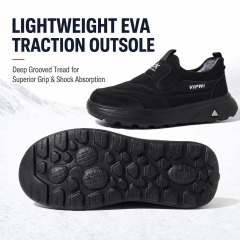 Large Size Wholesale OEM Men's Winter Slip-On Casual Shoes Anti-Slip Chunky Sole Wide Fit Fur Lined Warm Walking Shoes
