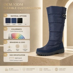 OEM Waterproof Anti-Slip Warm High Elegant Women Snow Boots Wedge Out-sole Fashion Quilted Women Winter Boots With Side Zip