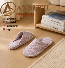 Fresh Design Fabric Slippers Couple Women Indoor Home Non Slip Soft Sole Wood Floor Slippers Fall Winter House Slippers