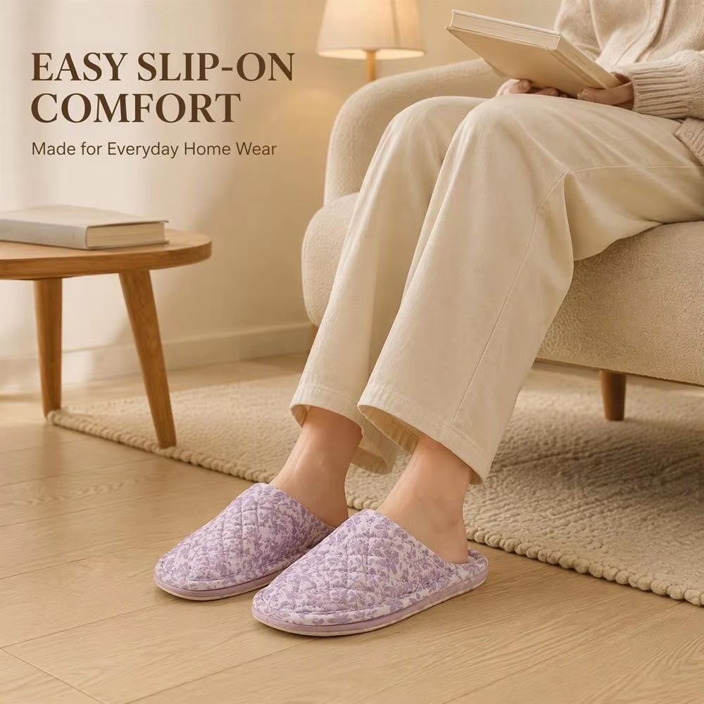 Fresh Design Fabric Slippers Couple Women Indoor Home Non Slip Soft Sole Wood Floor Slippers Fall Winter House Slippers