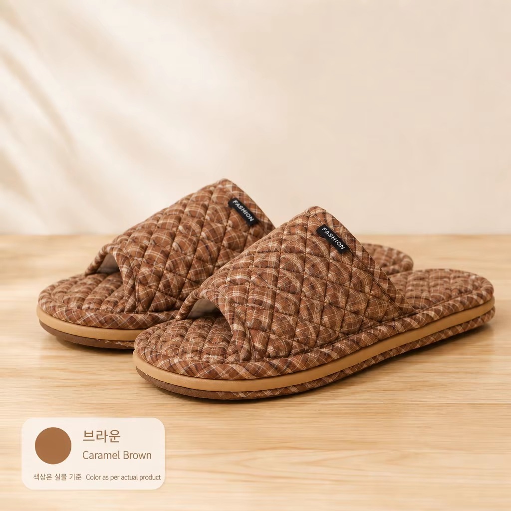 Quilted Fabric House Slippers Men Women Anti Slip Three Layer Sole Quiet Soft Comfortable All Season Indoor Wholesale