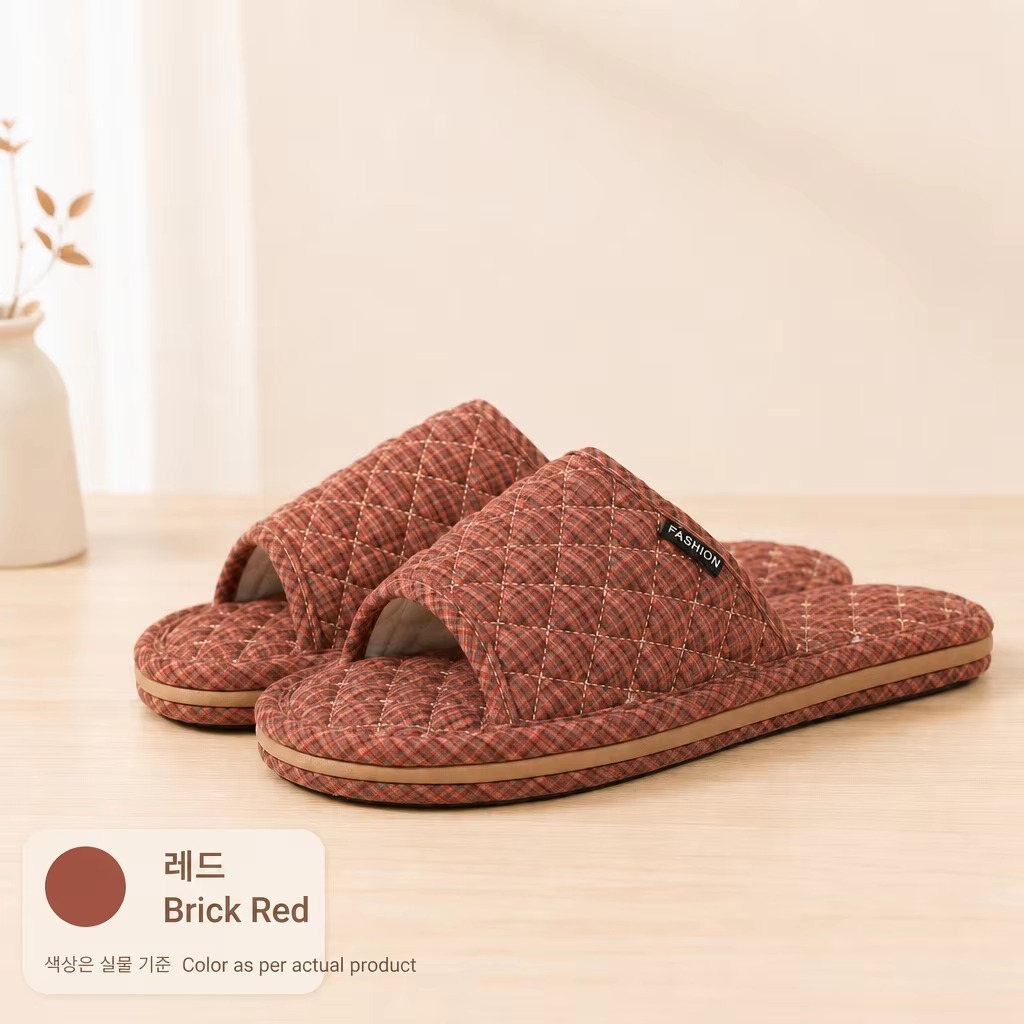 Quilted Fabric House Slippers Men Women Anti Slip Three Layer Sole Quiet Soft Comfortable All Season Indoor Wholesale