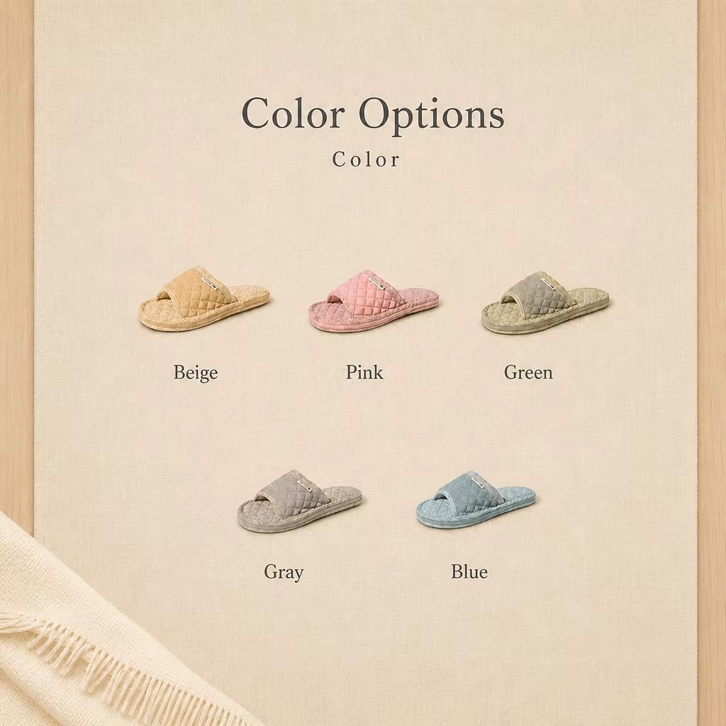Korean Style 3-Layer Thickened Fabric Out-sole Soft Slippers Cotton Fabric Upper Anti-Slip Breathable Indoor House Shoes Slippers