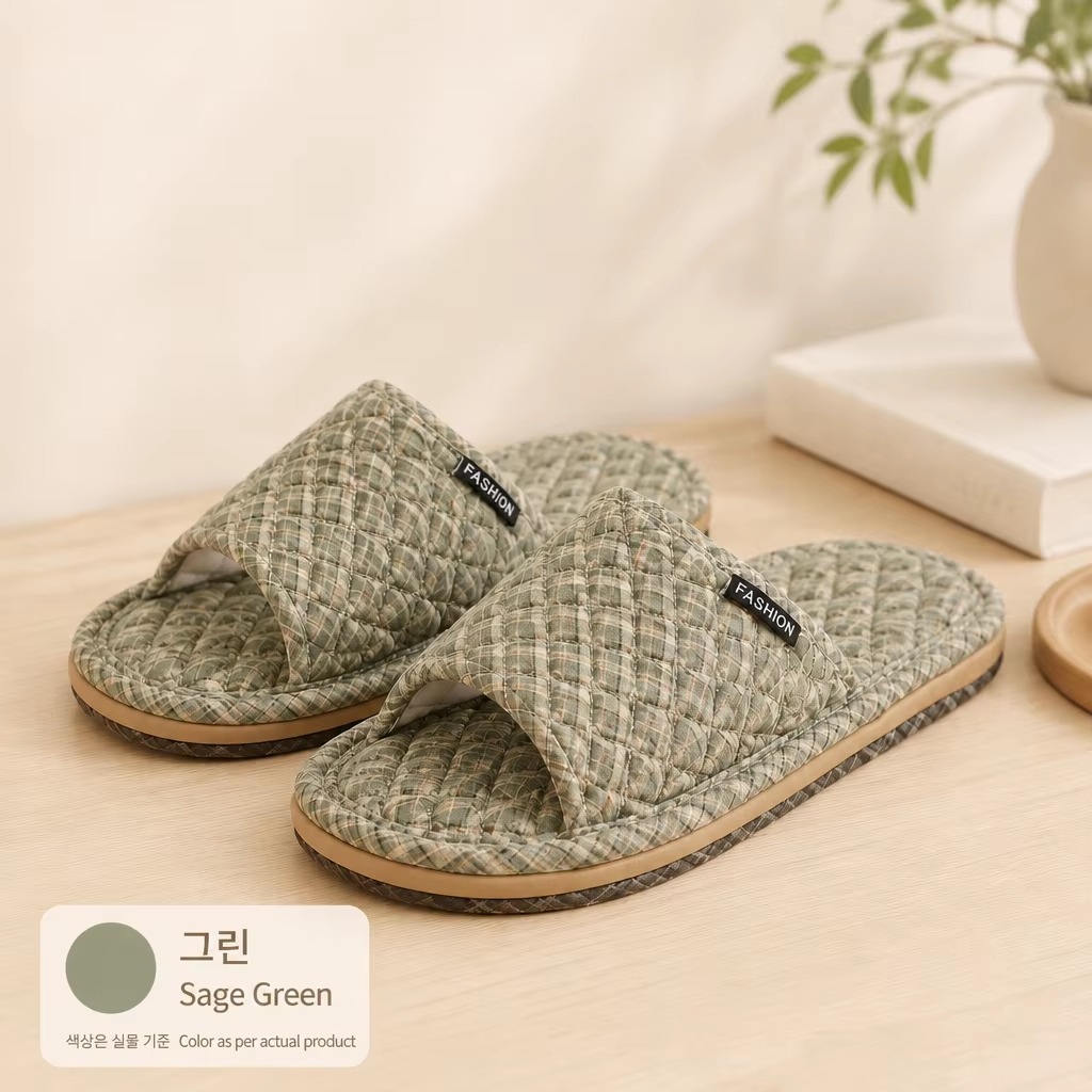 Quilted Fabric House Slippers Men Women Anti Slip Three Layer Sole Quiet Soft Comfortable All Season Indoor Wholesale