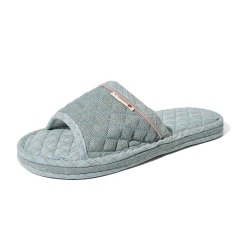 Korean Style 3-Layer Thickened Fabric Out-sole Soft Slippers Cotton Fabric Upper Anti-Slip Breathable Indoor House Shoes Slippers