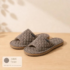 Quilted Fabric House Slippers Men Women Anti Slip Three Layer Sole Quiet Soft Comfortable All Season Indoor Wholesale