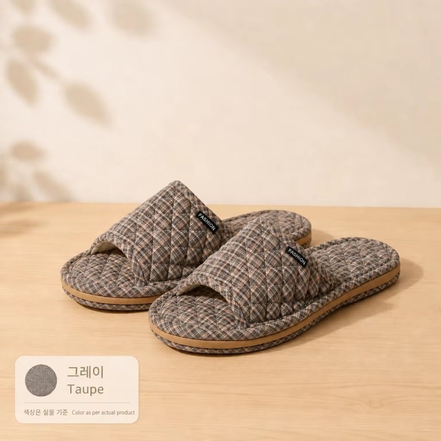 Quilted Fabric House Slippers Men Women Anti Slip Three Layer Sole Quiet Soft Comfortable All Season Indoor Wholesale