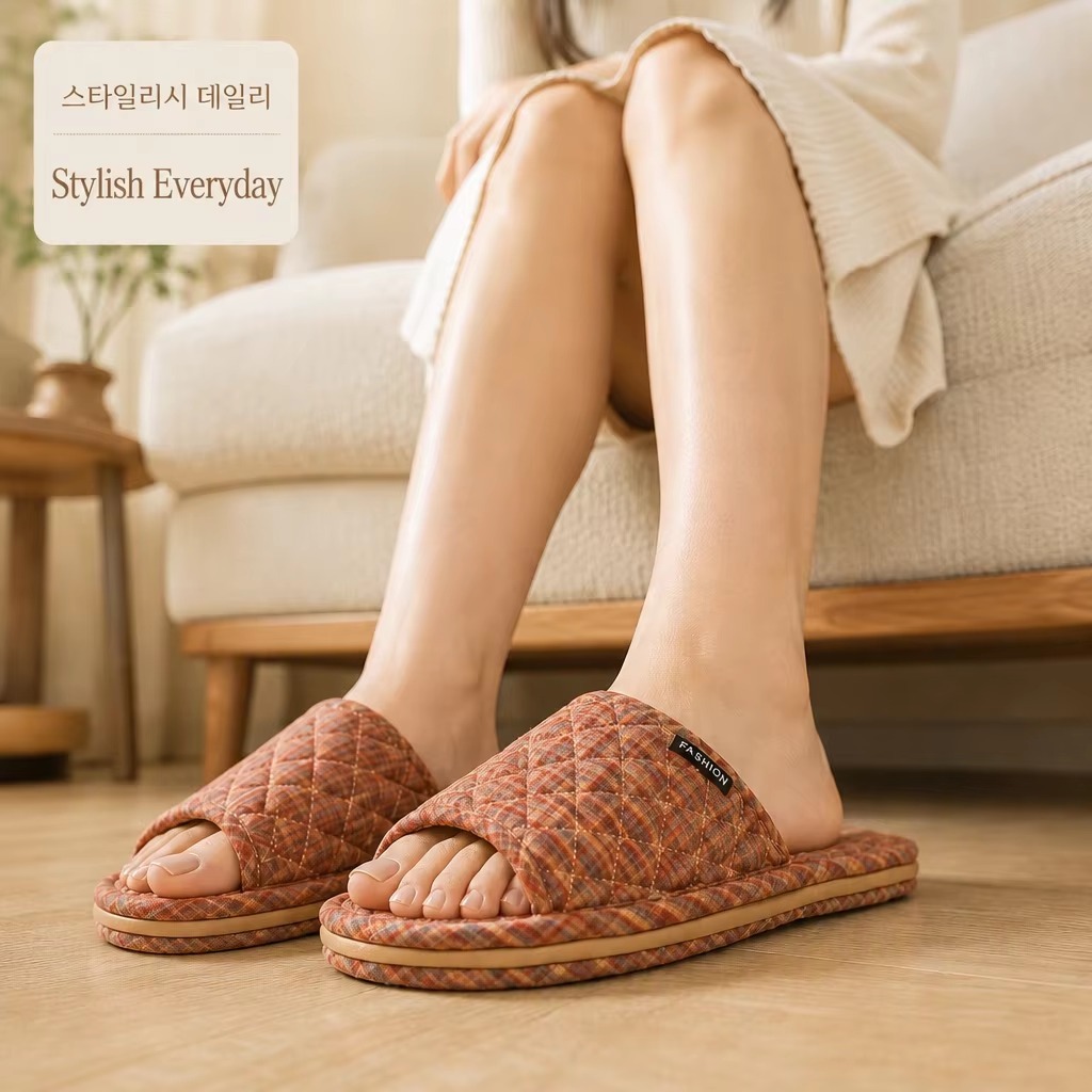 Quilted Fabric House Slippers Men Women Anti Slip Three Layer Sole Quiet Soft Comfortable All Season Indoor Wholesale