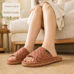 Quilted Fabric House Slippers Men Women Anti Slip Three Layer Sole Quiet Soft Comfortable All Season Indoor Wholesale