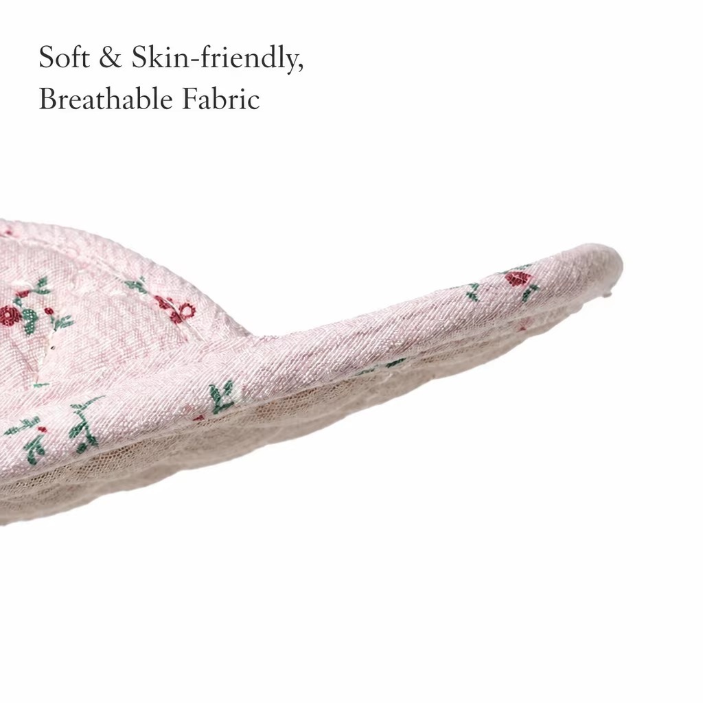Custom Women's Quilted Cotton Breathable Slippers, Soft Silent Thin Sole Crawl Slippers for Indoor Use