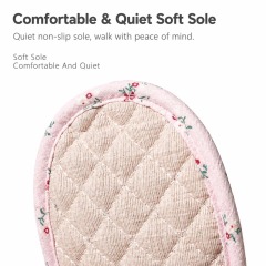 Custom Women's Quilted Cotton Breathable Slippers, Soft Silent Thin Sole Crawl Slippers for Indoor Use