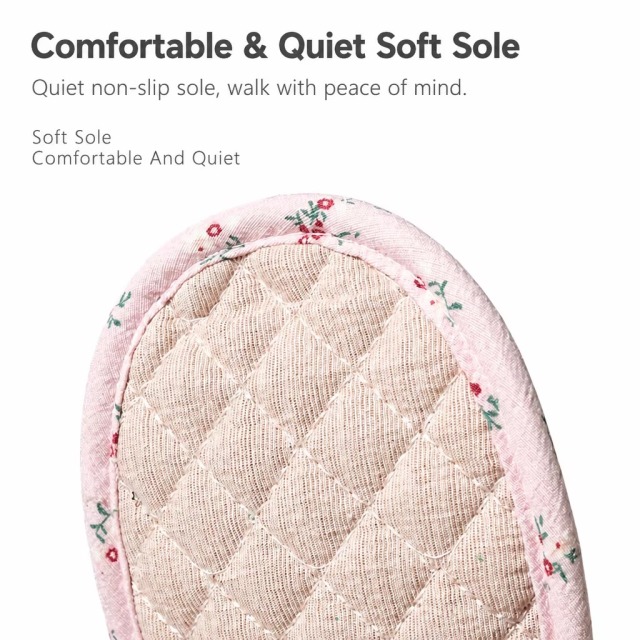Custom Women's Quilted Cotton Breathable Slippers, Soft Silent Thin Sole Crawl Slippers for Indoor Use