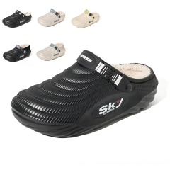 Winter Sports Slipper Fleece Lined Ribbed Knit Collar Side Release Buckle Anti Slip Chunky Sole EVA Clogs Indoor Outdoor