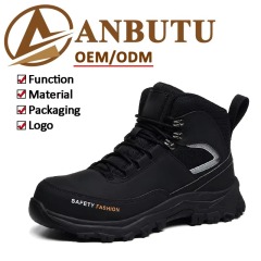 Microfiber Leather Mens Safety Shoes Steel Toe Slip & Puncture Resistant High Work Boots for Construction Mining