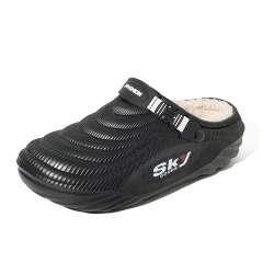 Winter Sports Slipper Fleece Lined Ribbed Knit Collar Side Release Buckle Anti Slip Chunky Sole EVA Clogs Indoor Outdoor