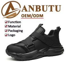 Microfiber Leather Steel Toe Safety Shoes for Men Hook & Loop Straps Slip & Puncture Resistant Mining Construction