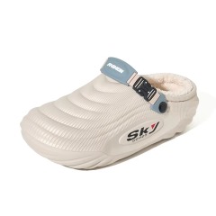 Winter Sports Slipper Fleece Lined Ribbed Knit Collar Side Release Buckle Anti Slip Chunky Sole EVA Clogs Indoor Outdoor