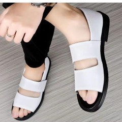 Men's Roman Sandals 2025 Summer Open Toe Slip-On Anti-slip Casual Cowhide Outdoor Beach Shoes Large Size 48