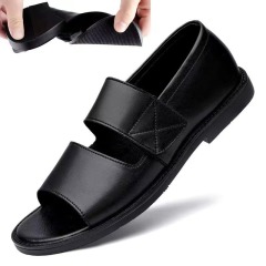 Men's Roman Sandals 2025 Summer Open Toe Slip-On Anti-slip Casual Cowhide Outdoor Beach Shoes Large Size 48