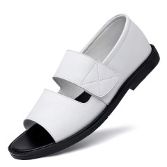 Men's Roman Sandals 2025 Summer Open Toe Slip-On Anti-slip Casual Cowhide Outdoor Beach Shoes Large Size 48