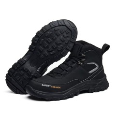Microfiber Leather Mens Safety Shoes Steel Toe Slip & Puncture Resistant High Work Boots for Construction Mining