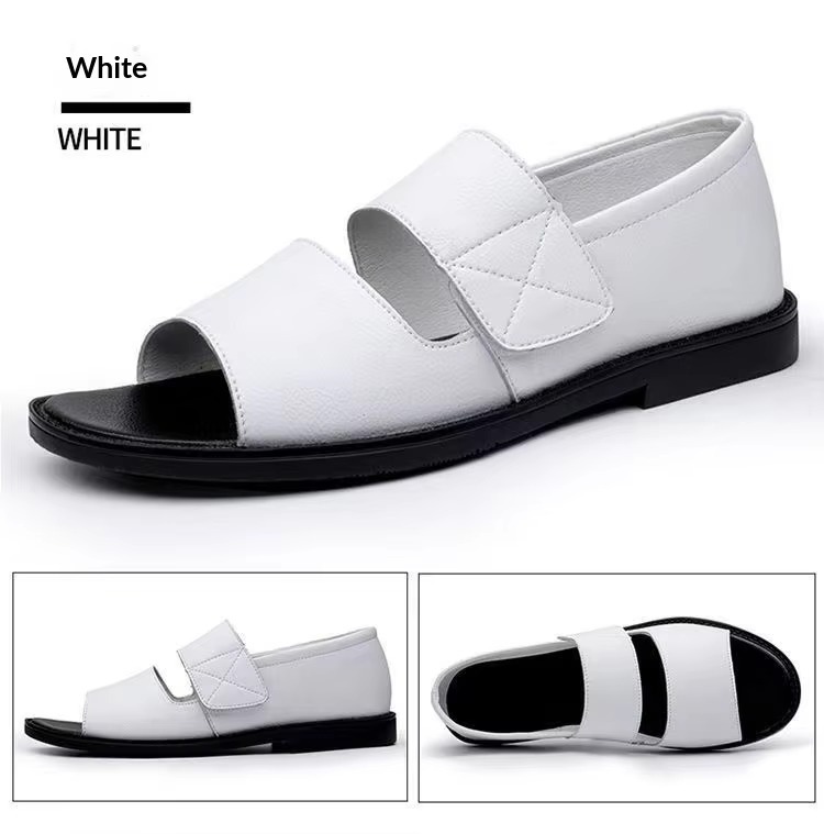 Men's Roman Sandals 2025 Summer Open Toe Slip-On Anti-slip Casual Cowhide Outdoor Beach Shoes Large Size 48