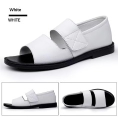 Men's Roman Sandals 2025 Summer Open Toe Slip-On Anti-slip Casual Cowhide Outdoor Beach Shoes Large Size 48