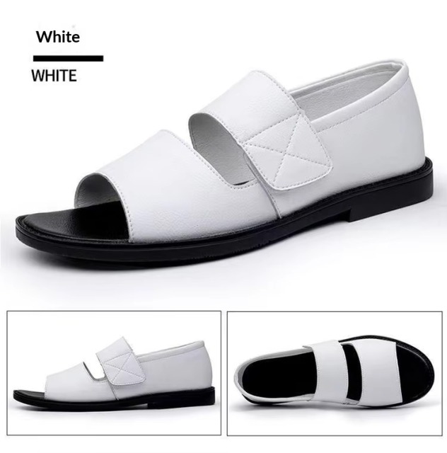 Men's Roman Sandals 2025 Summer Open Toe Slip-On Anti-slip Casual Cowhide Outdoor Beach Shoes Large Size 48