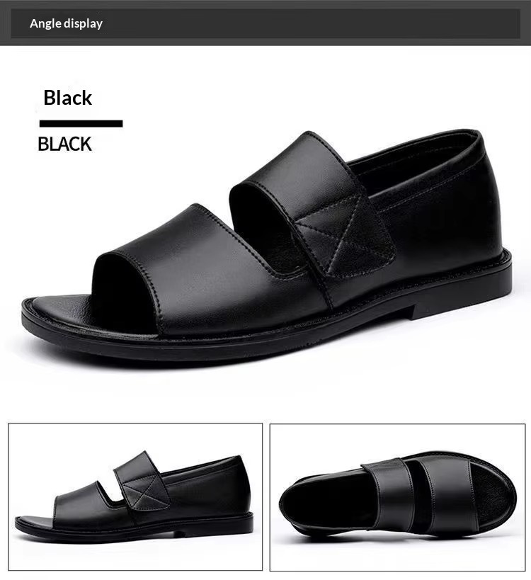 Men's Roman Sandals 2025 Summer Open Toe Slip-On Anti-slip Casual Cowhide Outdoor Beach Shoes Large Size 48