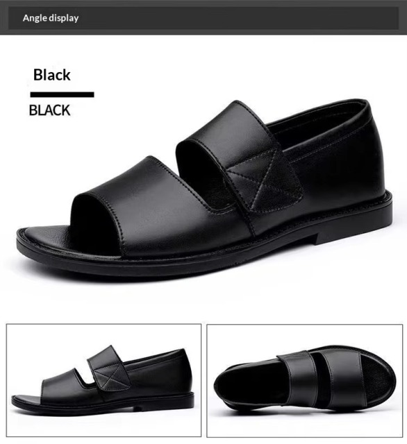 Men's Roman Sandals 2025 Summer Open Toe Slip-On Anti-slip Casual Cowhide Outdoor Beach Shoes Large Size 48