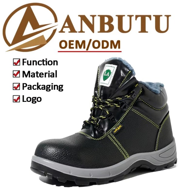 Warm Plush Lining Steel Toe Safety Shoes for Men Winter Slip & Puncture Resistant Large Size Construction Work Boots