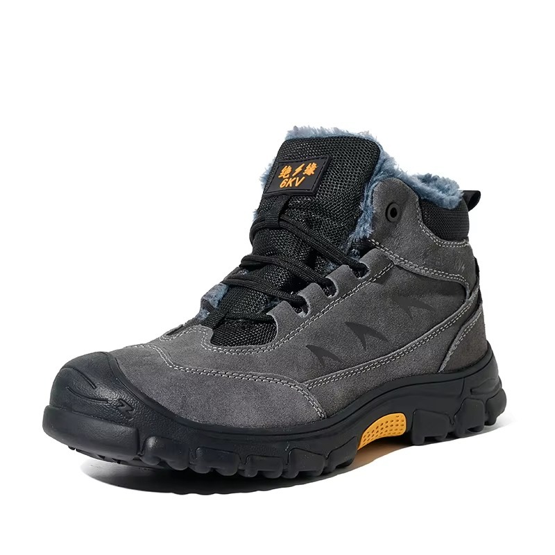 Suede Leather Safety Shoes Slip-Resistant Rubber Sole Kevlar Mid-sole Plastic Coated Steel Toe Cap Insulated Work Shoes