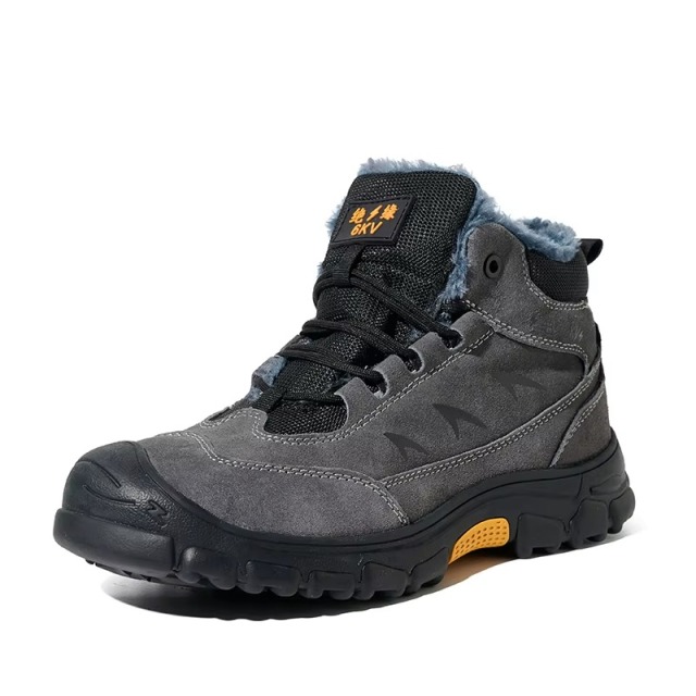 Suede Leather Safety Shoes Slip-Resistant Rubber Sole Kevlar Mid-sole Plastic Coated Steel Toe Cap Insulated Work Shoes