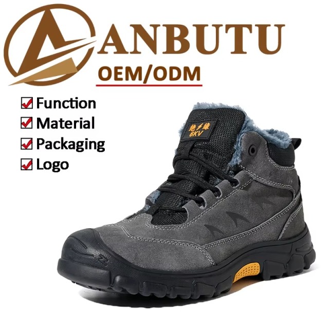 Suede Leather Safety Shoes Slip-Resistant Rubber Sole Kevlar Mid-sole Plastic Coated Steel Toe Cap Insulated Work Shoes