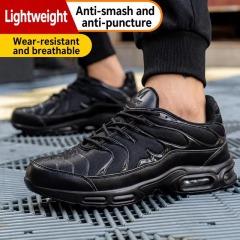 Lightweight Mesh Upper Steel Toe Safety Shoes for Autumn Men's Stretchable Slip & Puncture Resistant Construction Work Shoes
