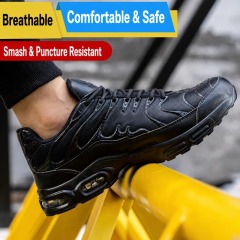 Lightweight Mesh Upper Steel Toe Safety Shoes for Autumn Men's Stretchable Slip & Puncture Resistant Construction Work Shoes