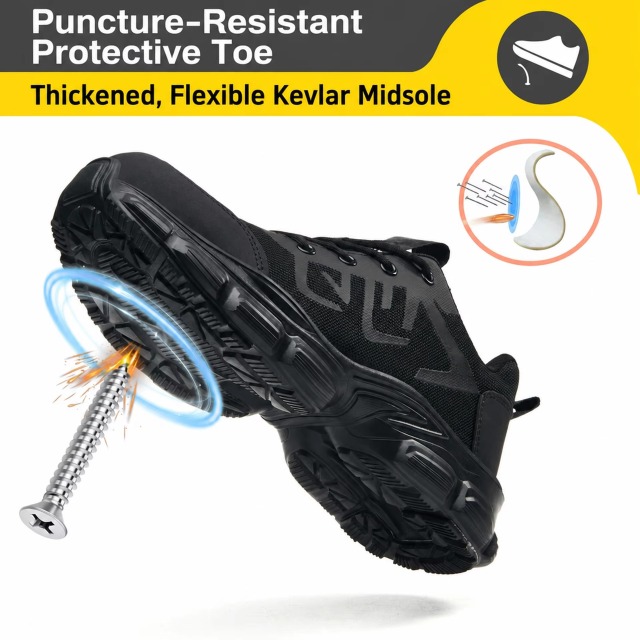 Breathable Knit Upper Steel Toe Safety Shoes Men's Impact & Puncture Resistant Wholesale Construction Work Shoes
