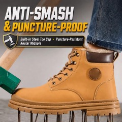 Men's Steel Toe Safety Shoes Warm Plush Lining Winter Slip & Puncture Resistant Work Boots for Factory & Job Site
