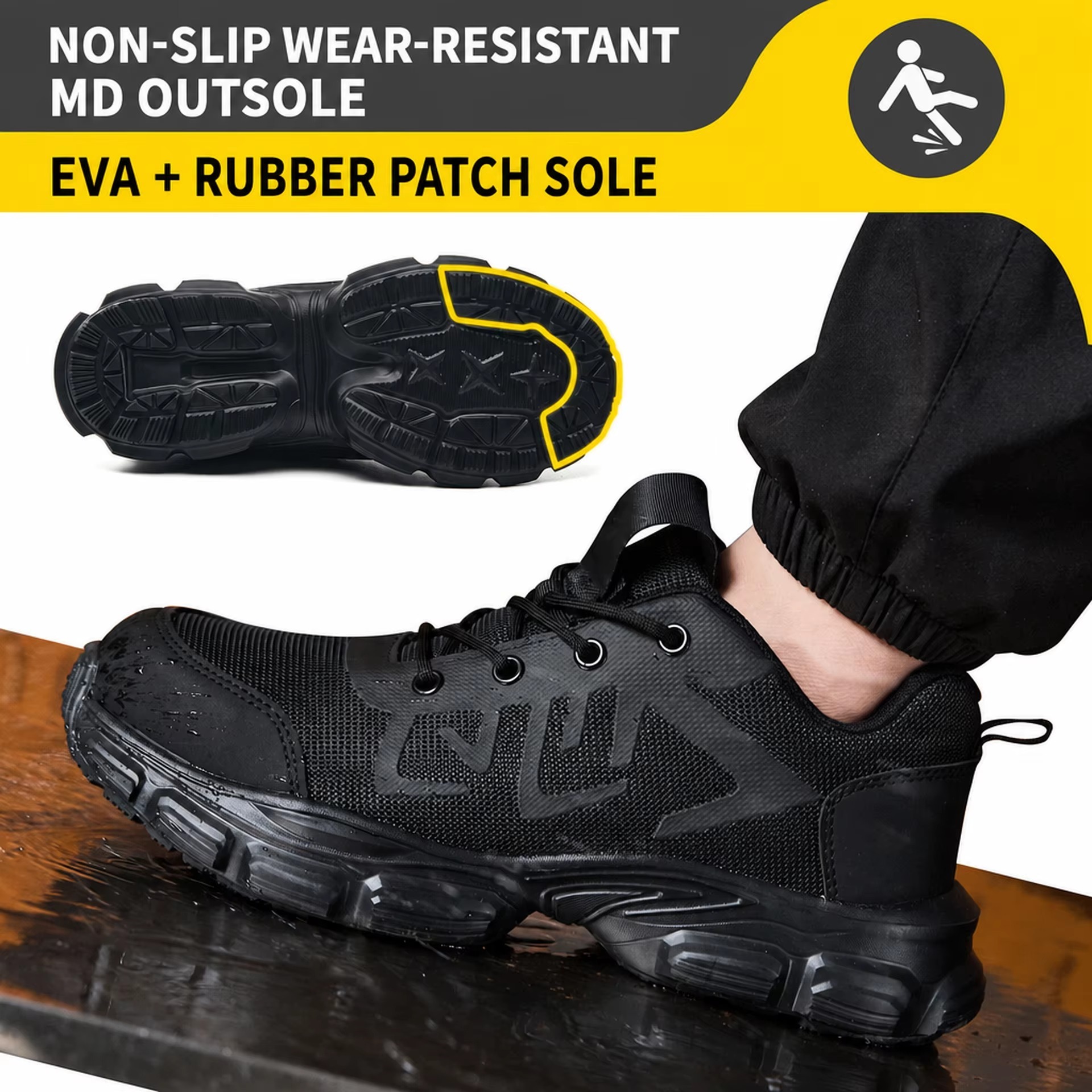 Breathable Knit Upper Steel Toe Safety Shoes Men's Impact & Puncture Resistant Wholesale Construction Work Shoes