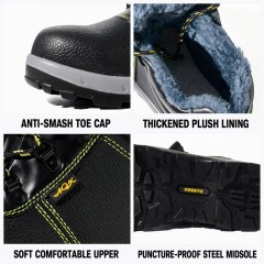 Warm Plush Lining Steel Toe Safety Shoes for Men Winter Slip & Puncture Resistant Large Size Construction Work Boots