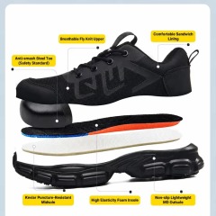 Breathable Knit Upper Steel Toe Safety Shoes Men's Impact & Puncture Resistant Wholesale Construction Work Shoes