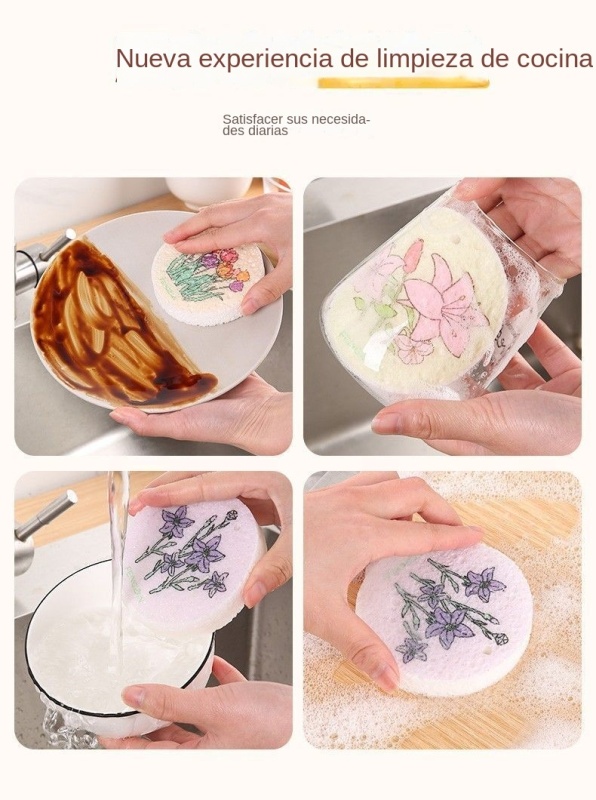 Esponja de algodón de pulpa de madera de flor redonda comprimida *10 piezas (patrón aleatorio)