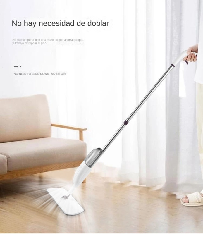 Mopa jet agua mopa plana de microfibra para la limpieza de suelos, baldosas, mármol. Mopa giratoria de 360 grados con almohadilla de microfibra incorporada con función de spray. Sin goteo (1 x mopa de agua)