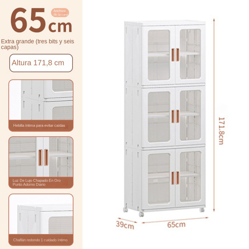 TUMEY-8820 Gabinete de almacenamiento plegable Gabinete de almacenamiento de 3 capas, adecuado para dormitorio, sala de estar, cocina, sala de estudio