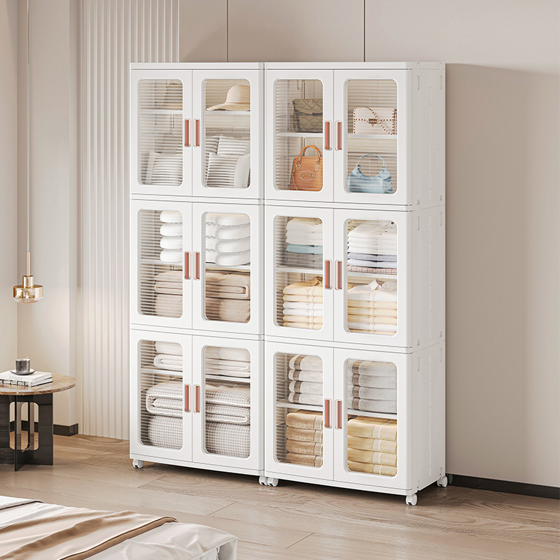 TUMEY-8820 Gabinete de almacenamiento plegable Gabinete de almacenamiento de 3 capas, adecuado para dormitorio, sala de estar, cocina, sala de estudio