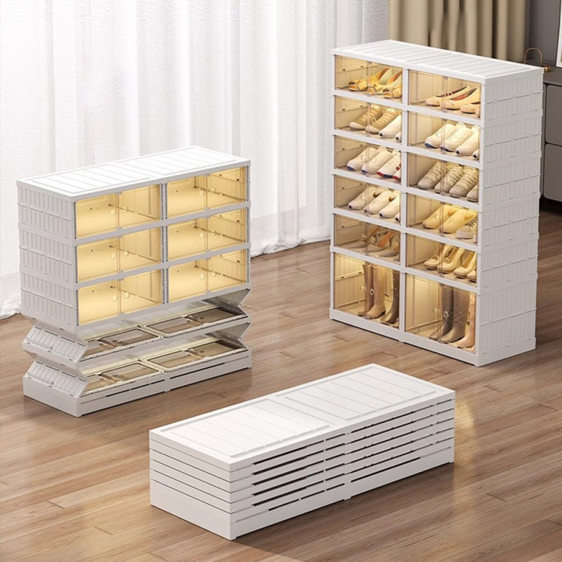 Caja de zapatos de plástico transparente apilable de 6 capas de la marca Tumey, puede contener 12 pares de zapatos, caja de almacenamiento de zapatos de armario, caja de almacenamiento de zapatos modular, caja de almacenamiento de zapatos de plástico blan