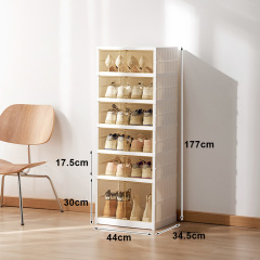 Caja de zapatos de plástico transparente apilable de 6 capas de la marca Tumey, puede contener 12 pares de zapatos, caja de almacenamiento de zapatos de armario, caja de almacenamiento de zapatos modular, caja de almacenamiento de zapatos de plástico blan